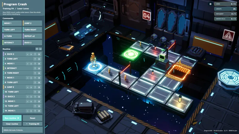 Glowing lasers cross the route through the Laser Lanes training course.