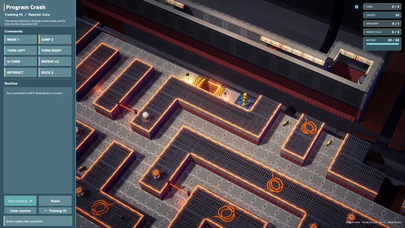 Warm red-orange lights trace a maze around the reactor compartment.