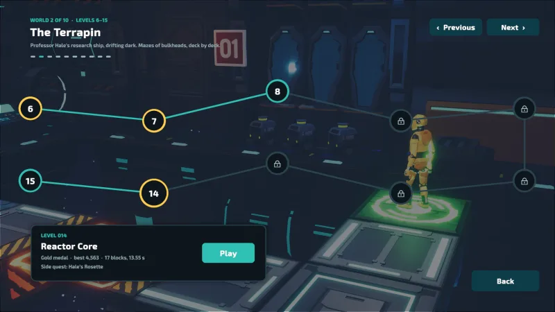 The Terrapin world map links the ship’s training courses along a winding route.