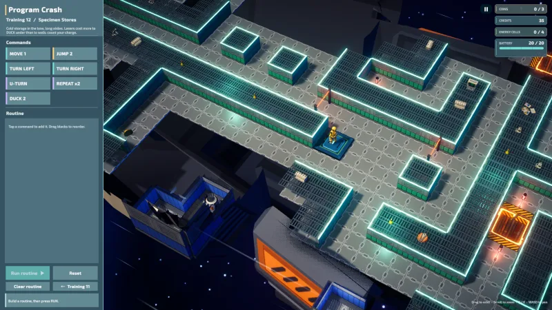 A blue-lit maze of corridors fills the Specimen Stores compartment.