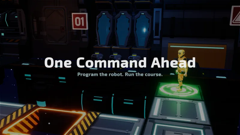 The game title appears over the Academy’s glowing training platforms.